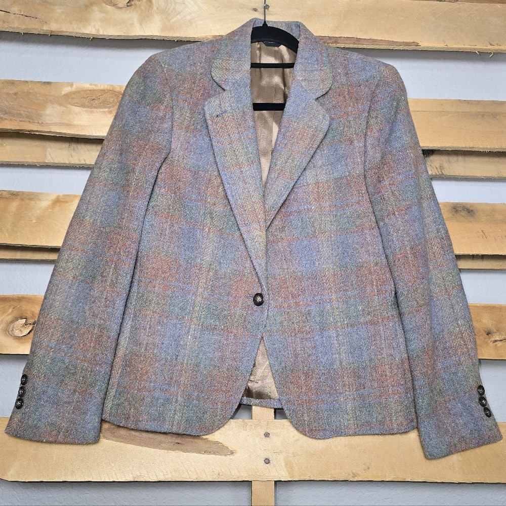 Women's Wool Multicolor Plaid Blazer Size:10